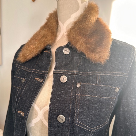 Amazing 70s Y2K vintage penny lane denim jacket with detachable trim - Picture 2 of 12